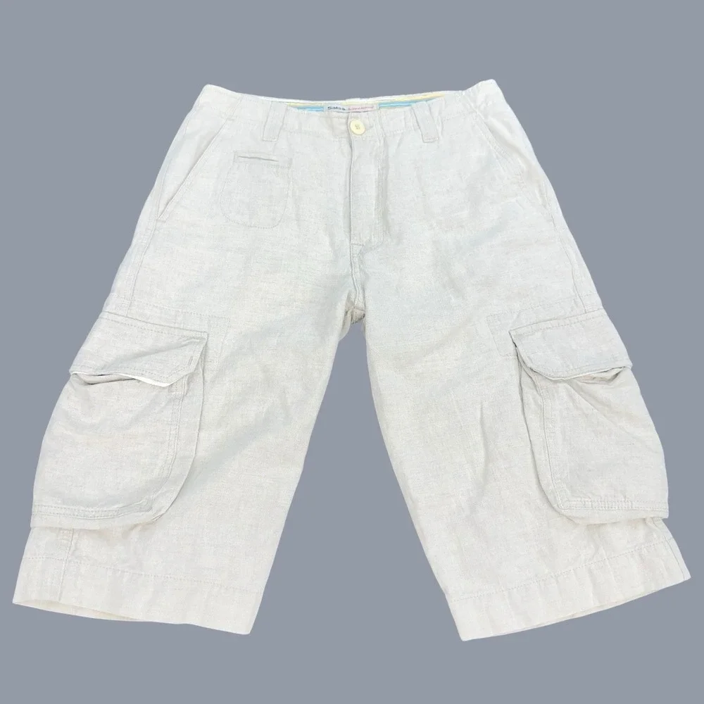 Salsa Cargo Shorts Linen Blend Beige Men's‎ 30 Resort Wear Beach Country Club
